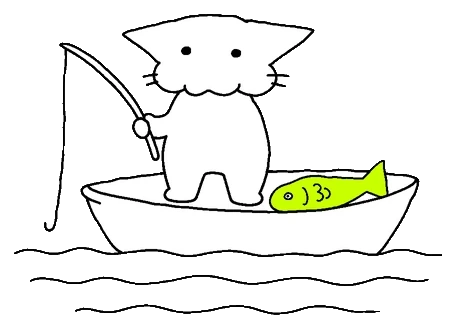 Cat fishing from a small boat