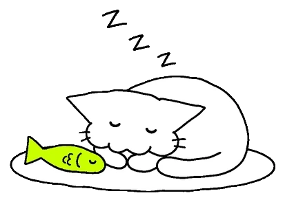 Cat asleep next to a fish