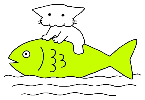 Cat riding an enormous fish